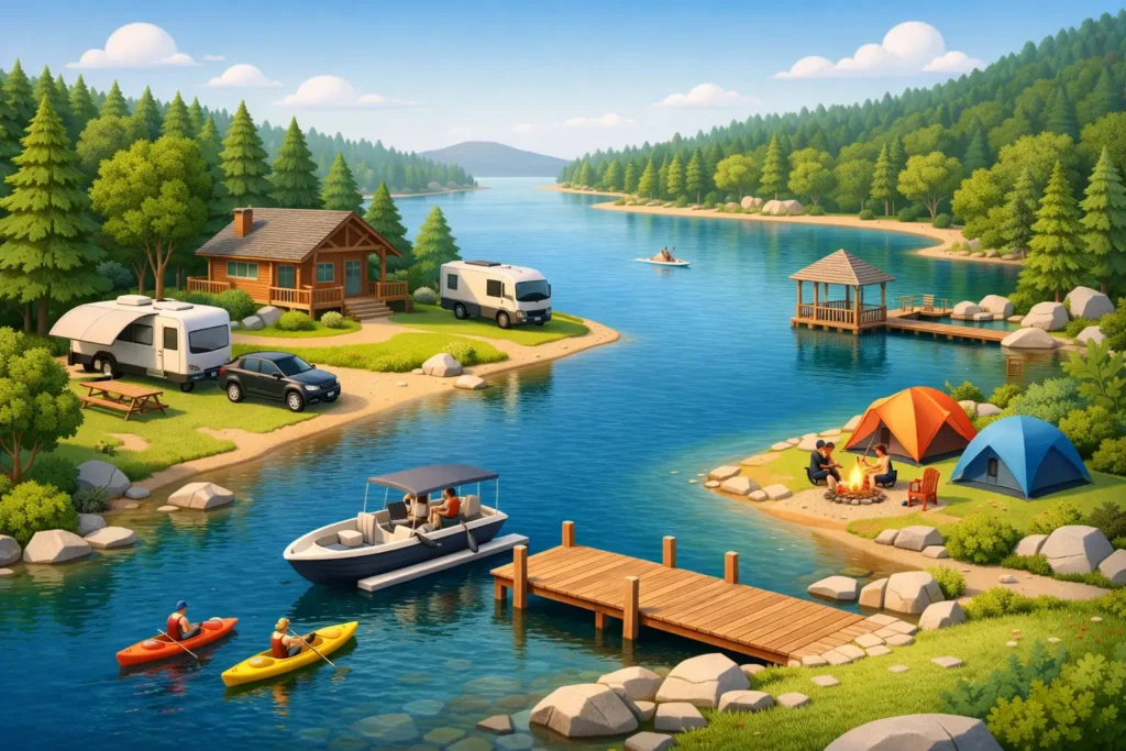 why choose a private waterfront campground featured